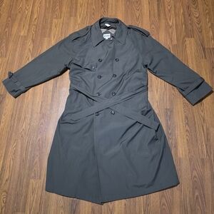 Moores Men’s Gray Double-Breasted Belted Trench Coat Rain Size 46 Regular A75